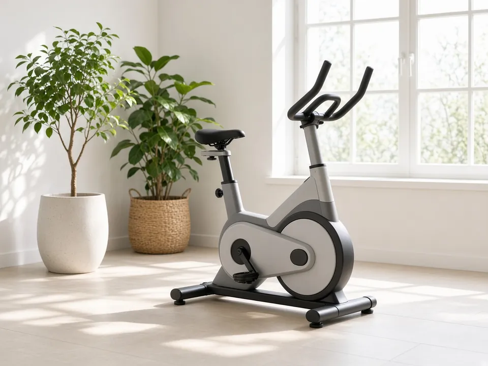 Stationary bike in a bright airy studio