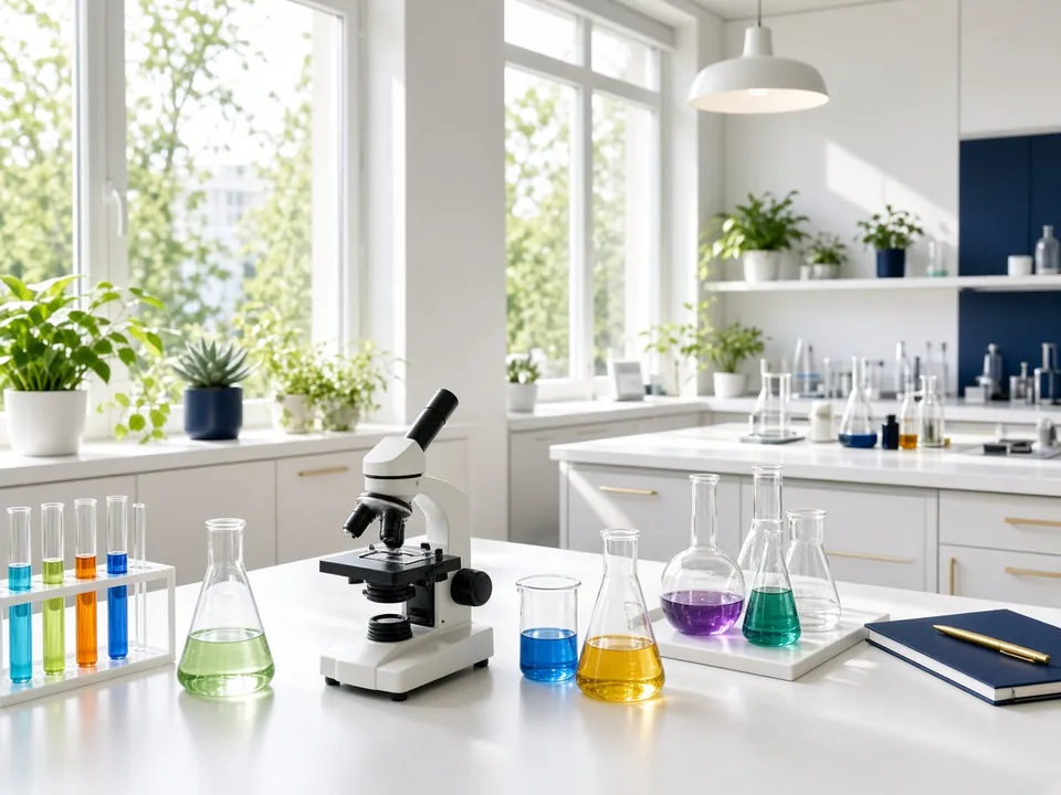 Bright, airy laboratory bench in daylight